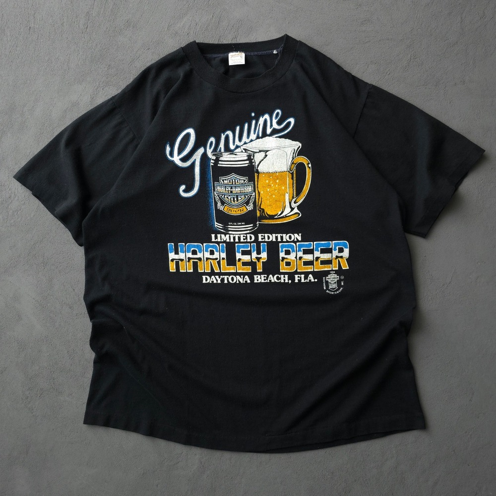 Vintage 1980s Harley-Davidson Black T-shirt XL Harley Beer Daytona Beach Fla